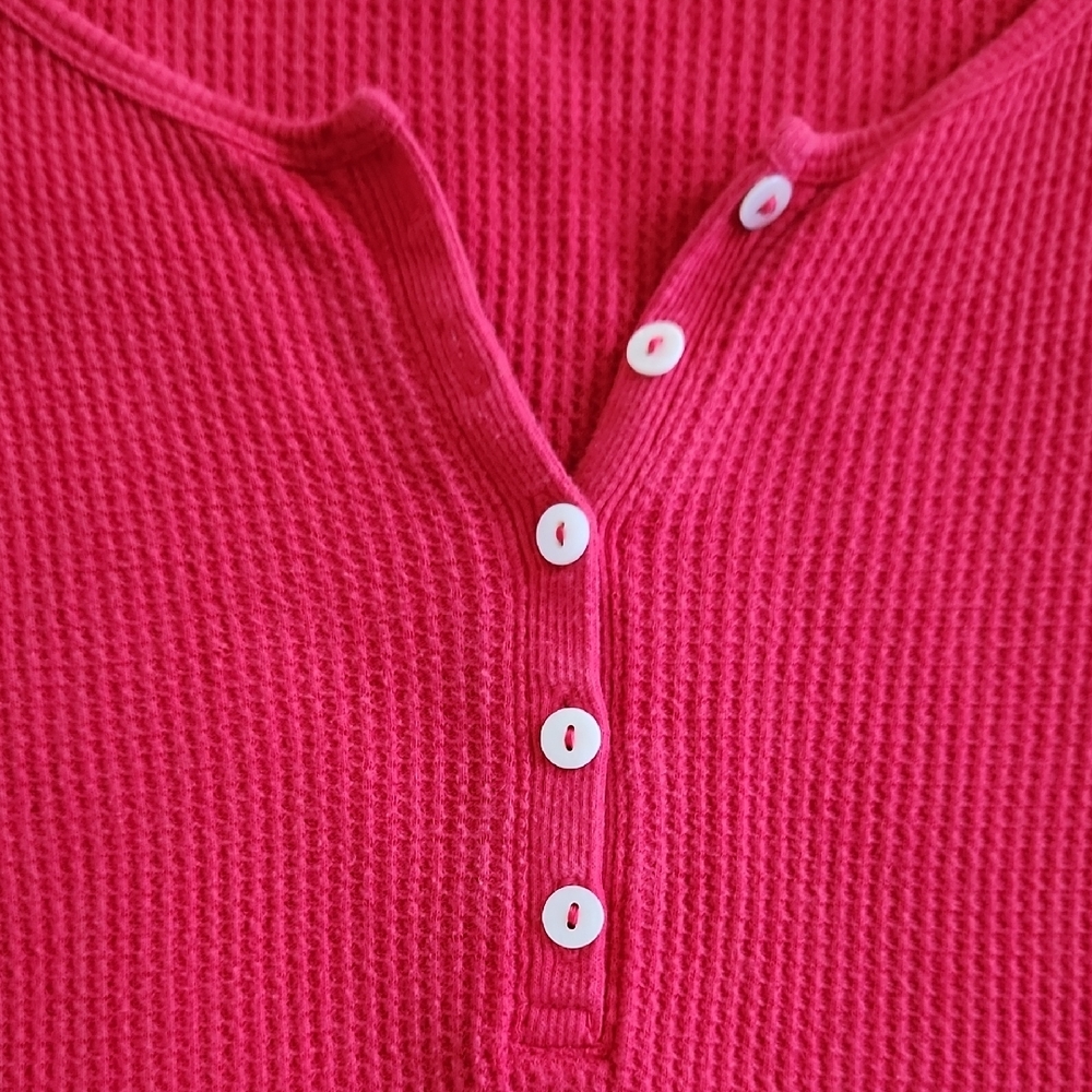 Old Navy Red Long Sleeve Henley Top - Picture 2 of 2